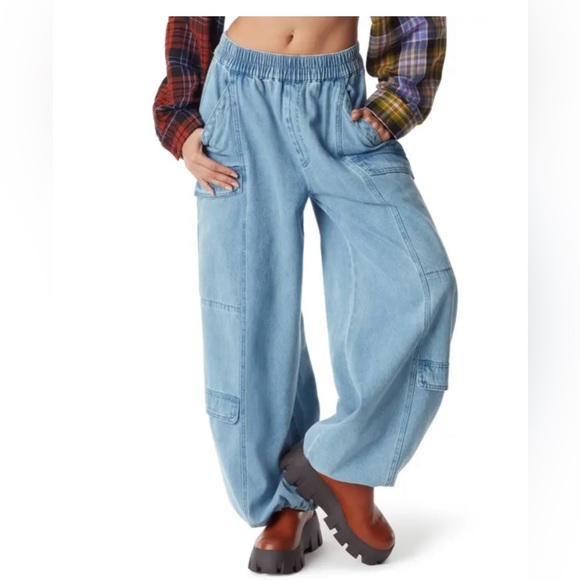 Circus by Sam Edelman Blue Parachute Wide Leg Jeans Size Small NWT - Picture 2 of 14